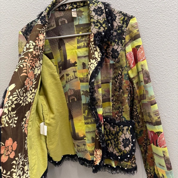 Look Unique Blazer Size Small Boho Festival Patchwork Lace Floral Print - Picture 8 of 9